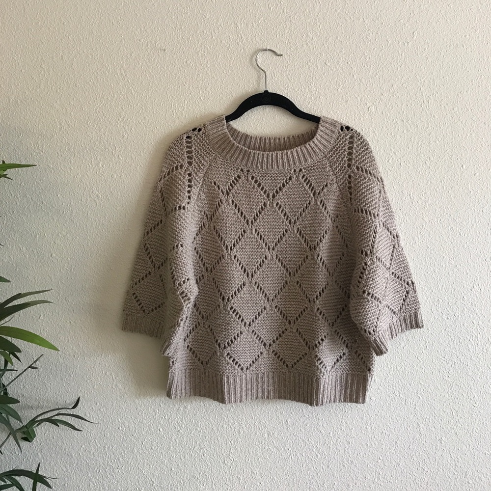 Trina Turk wool scoop neck diamond sweater - M