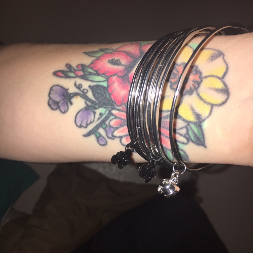Bangles with rose charms