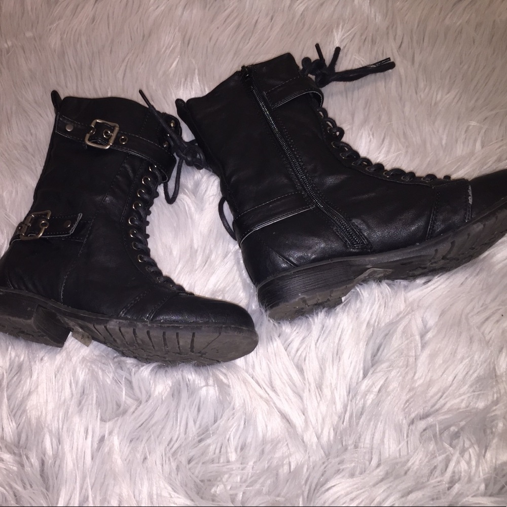 Black combat boots