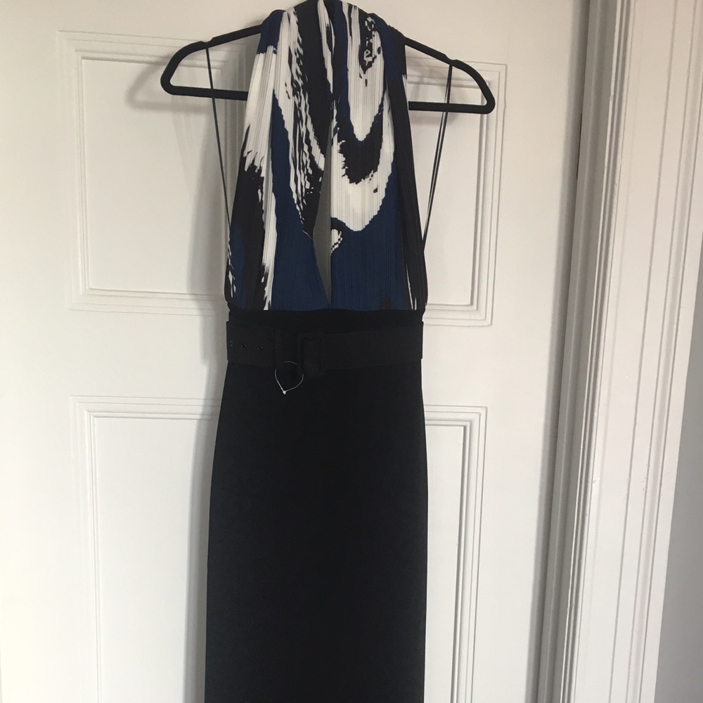 Solace London Meghan Deep V Halter Gown