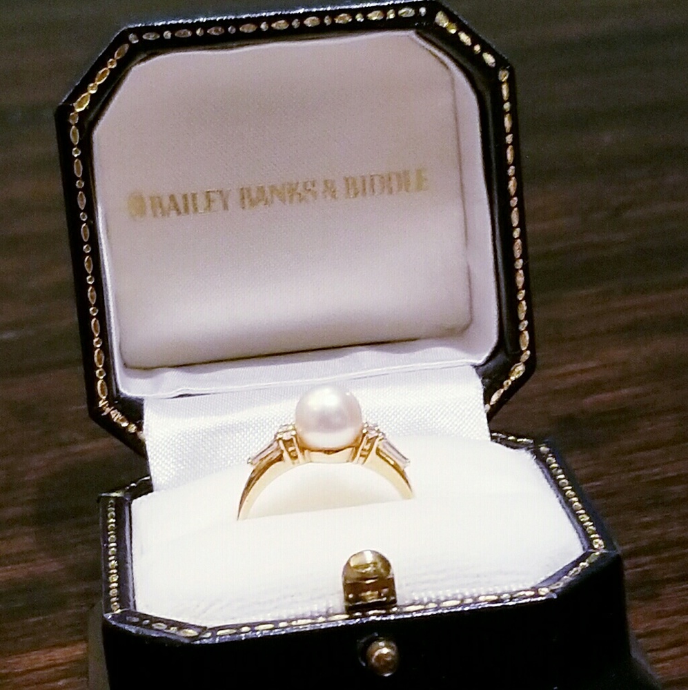 Genuine Cultured Akoya Pearl Engagement Ring