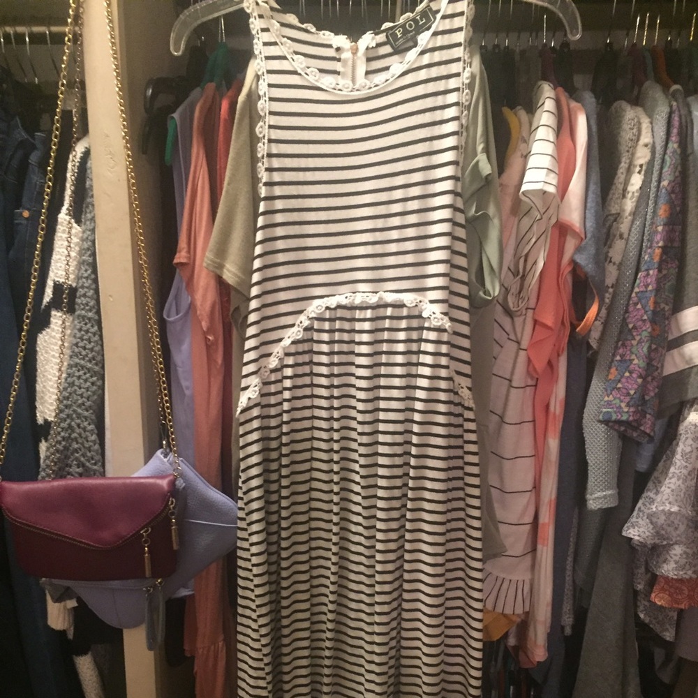 POL black & white striped dress