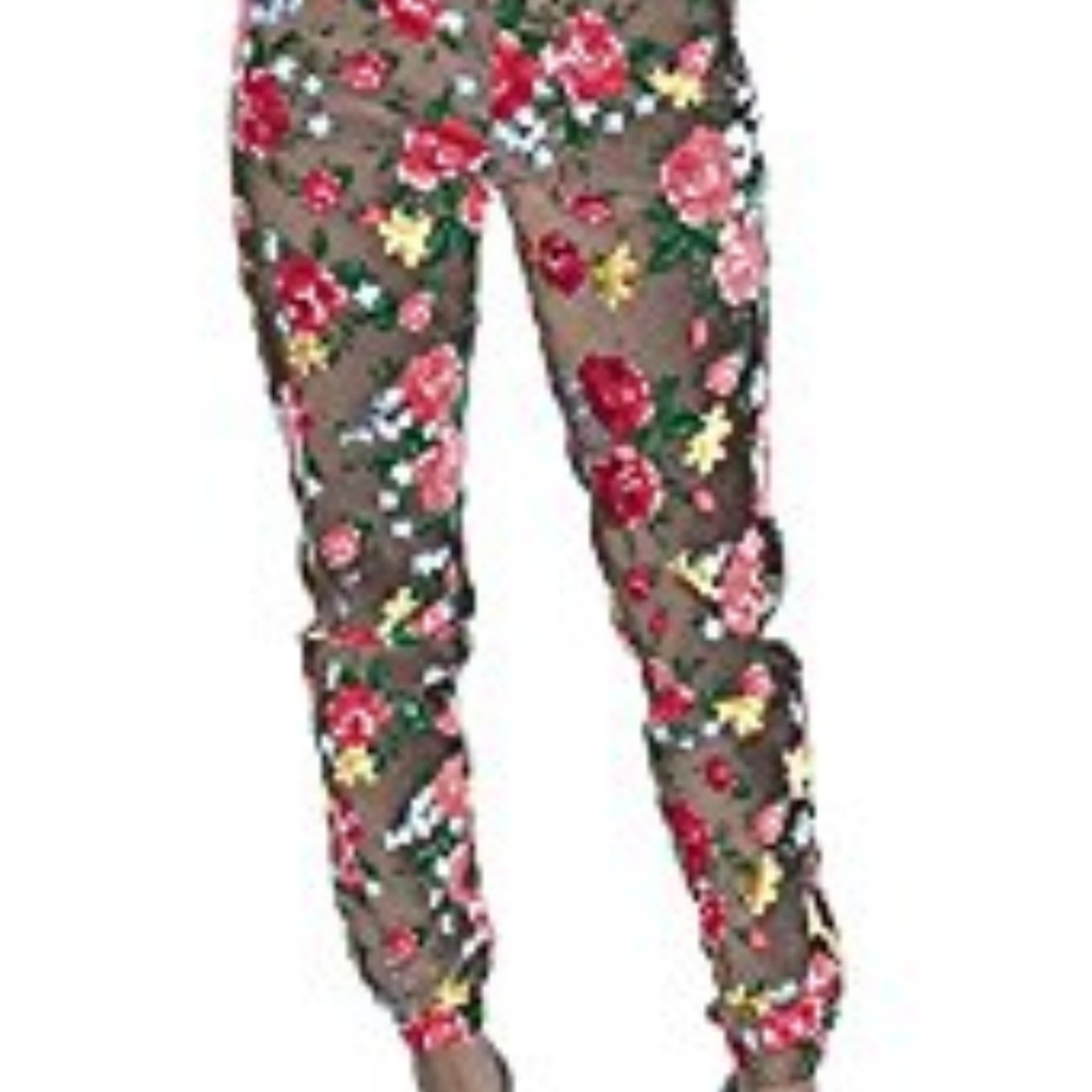 Women's Flower Print Twill Skinny Jeans Jogger