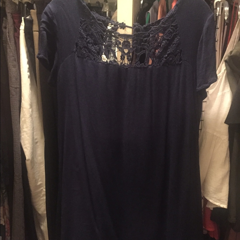 Navy blue lace cut out dress