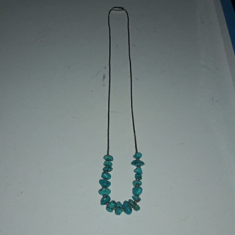 Vintage turquoise sterling liquid silver necklace