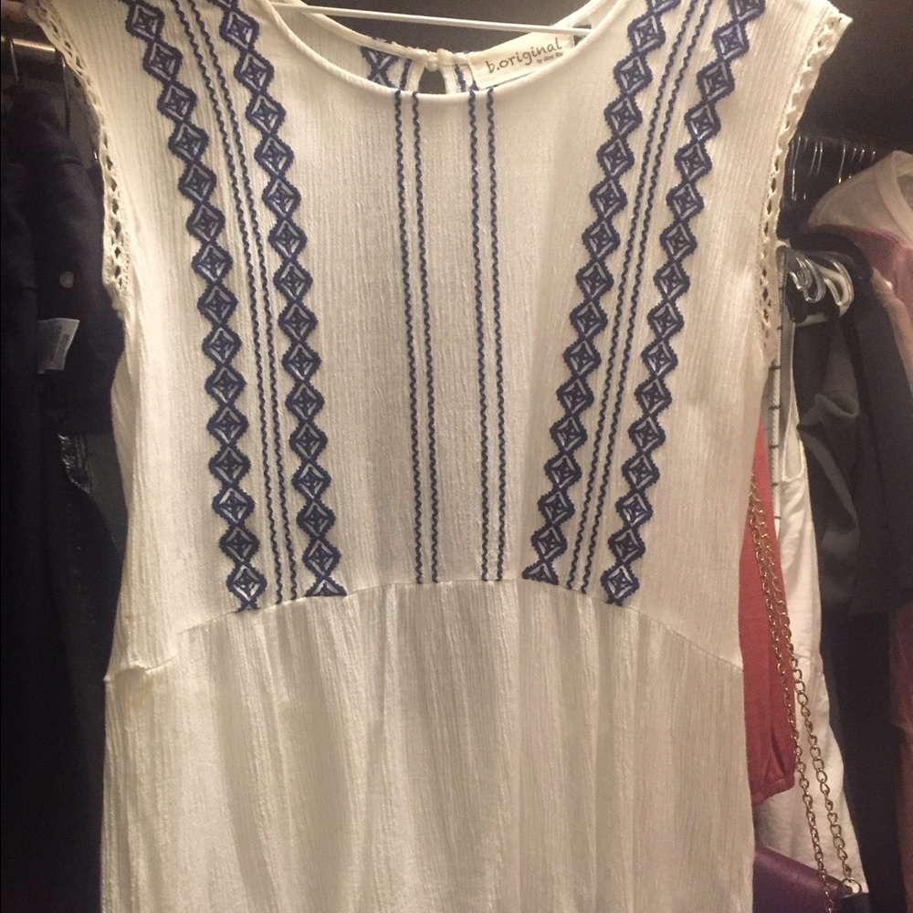 Navy and white peplum boutique top