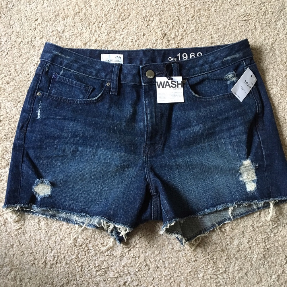 GAP Destructed Slim Cut-Off Denim Shorts, Size 29T