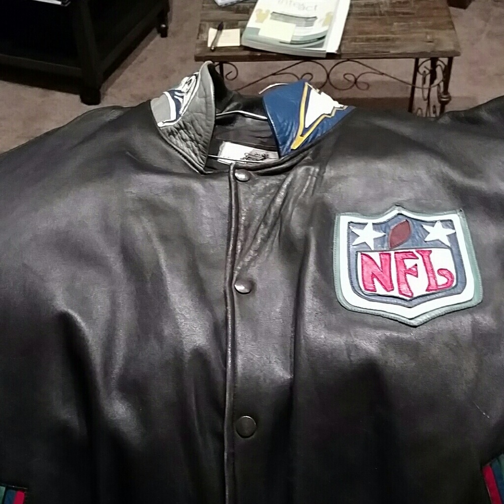 Leather National Football League Team Logo Jacket