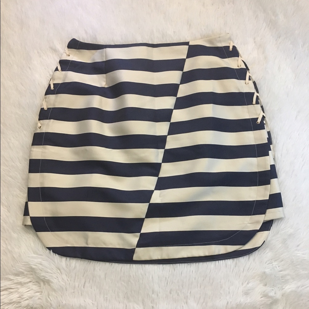 👛Maeve Striped Navy/ Cream Skirt S Anthropologie