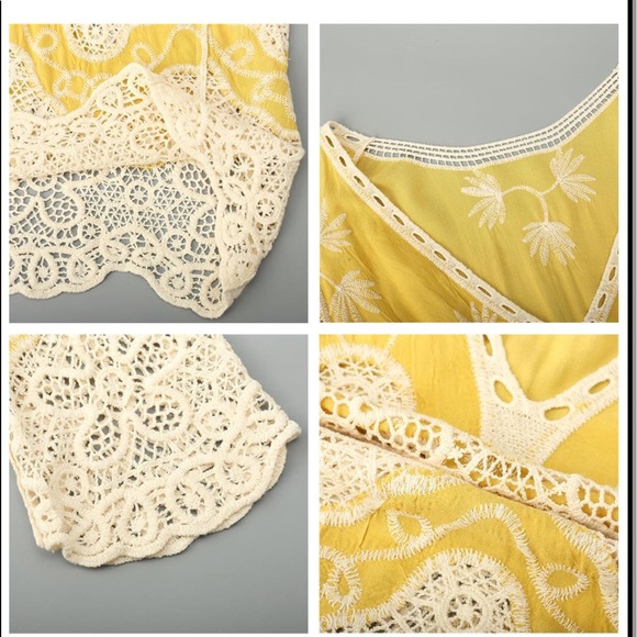Sz S-M YELLOW BOHO Lace Kaftan - Picture 4 of 7
