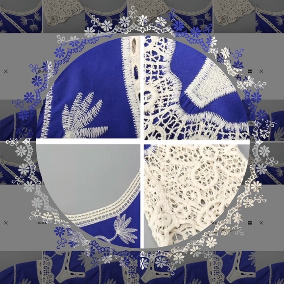 ✅ Sz S-M Blue BOHO Lace Kaftan - Picture 5 of 5