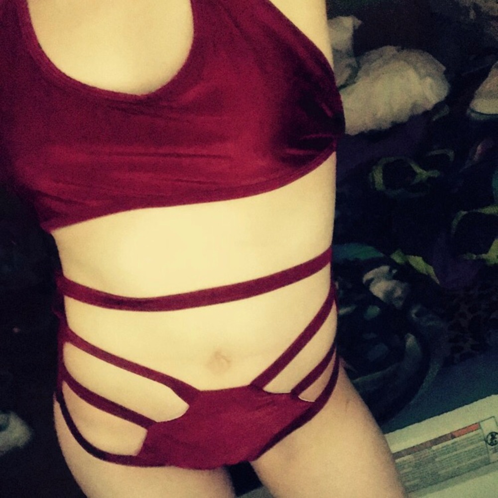 Maroon bathing suit