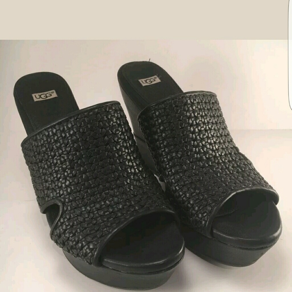 Ugg Black Leather wedges
