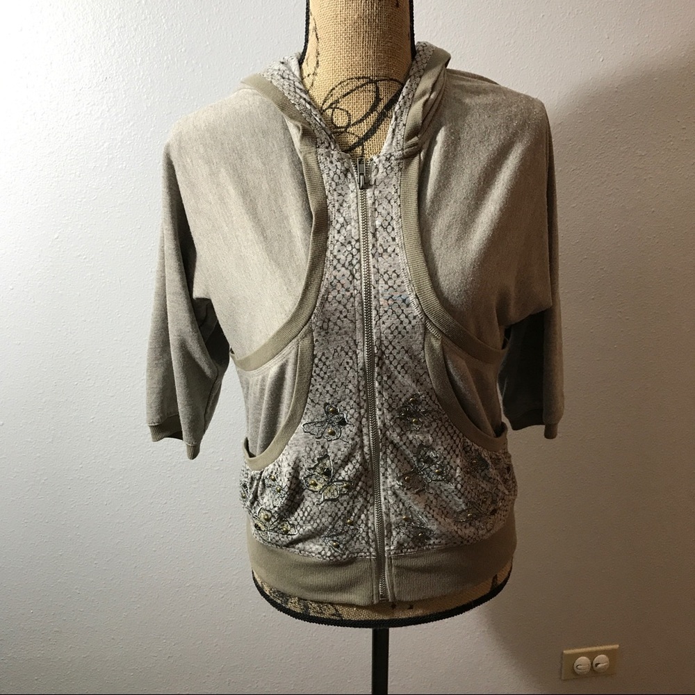 Miss Me Zip Studded Butterfly Hoodie Jacket
