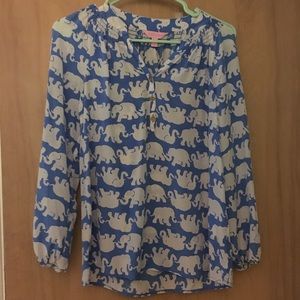 Lilly Pulitzer silk elephant top, XS