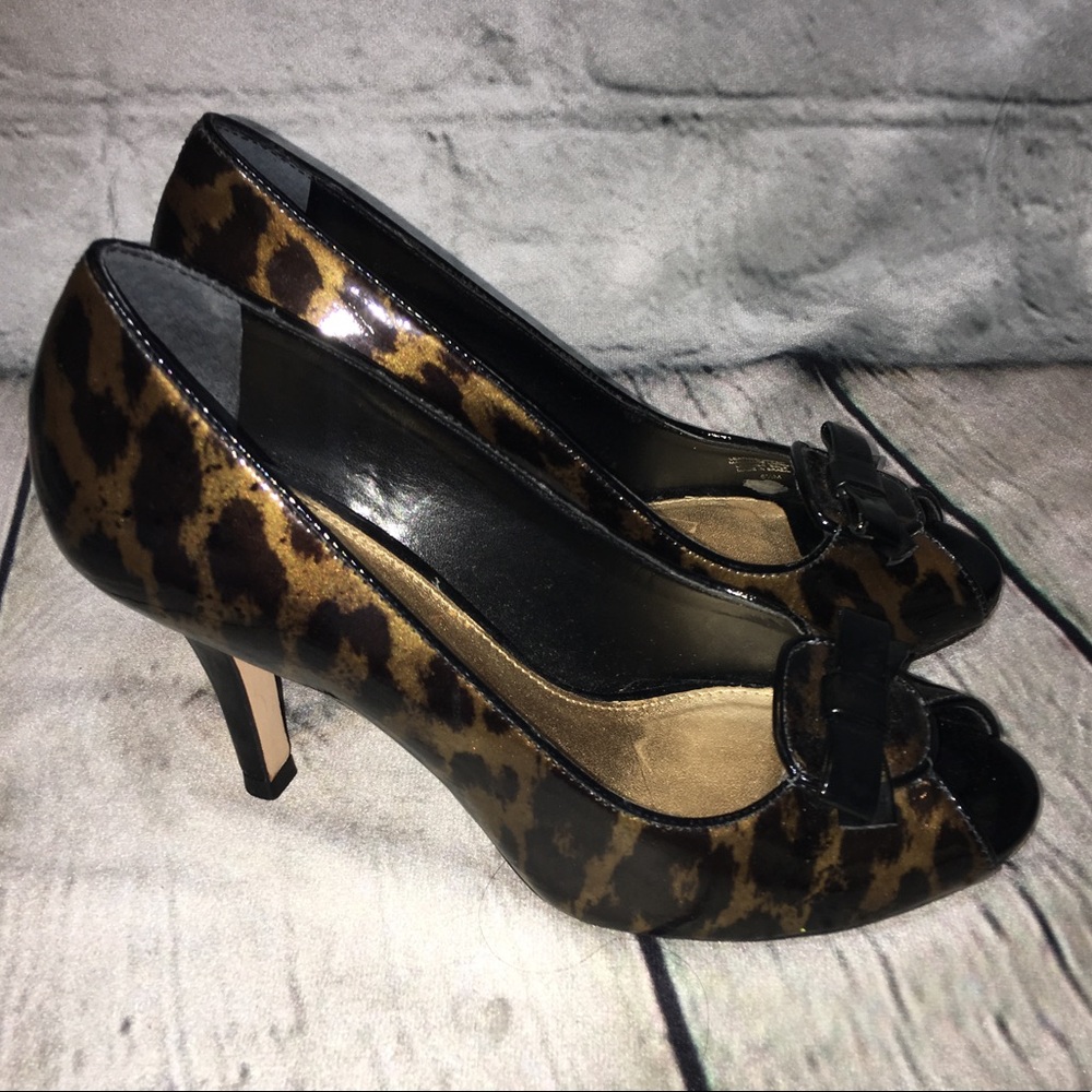 Antonio Melani Leopard Open Toe heels, Size 6 1/2M