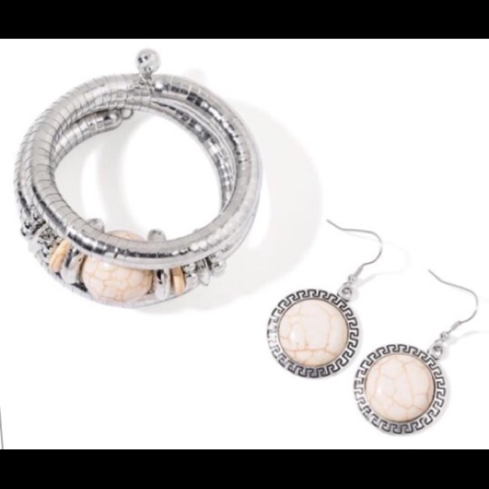 White Howlite Bracelet & Earrings Wrap