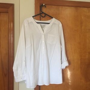 CJ Banks White Linen tunic - 2X