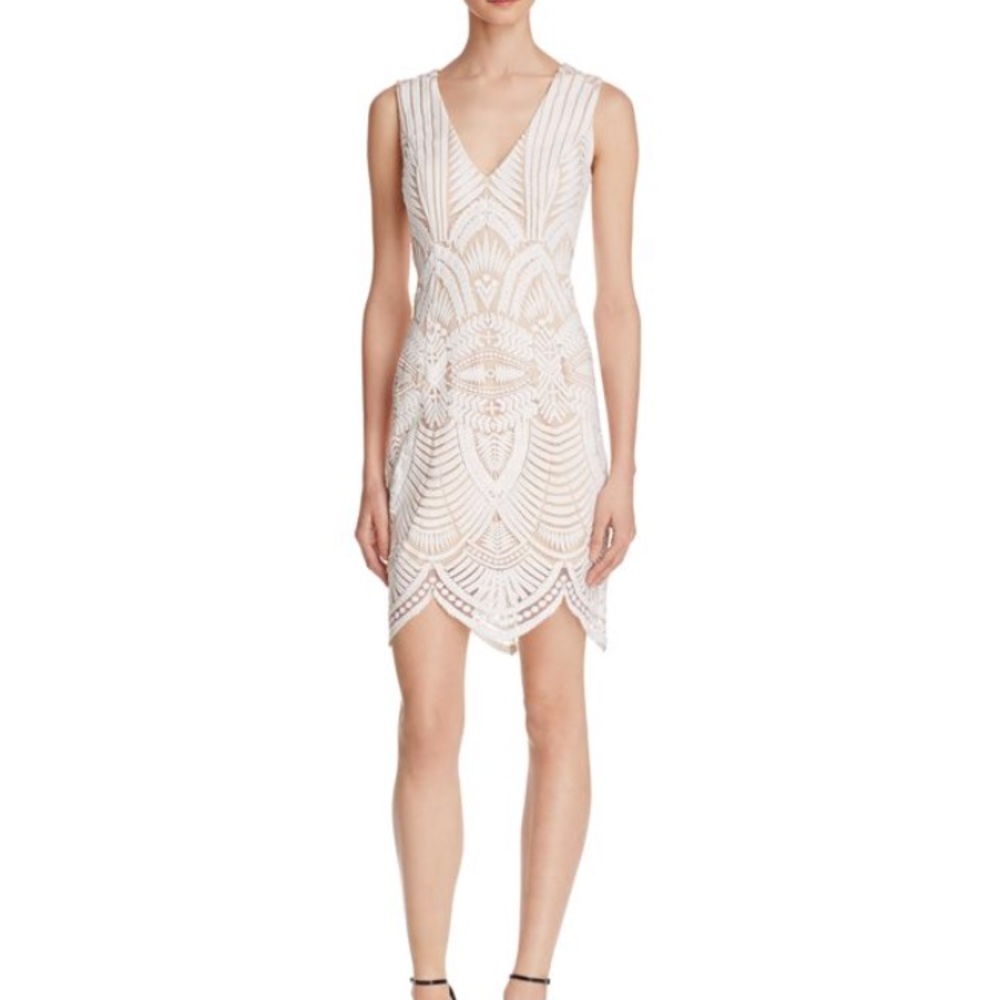 Bardot Embroided Sheath Ivory Dress