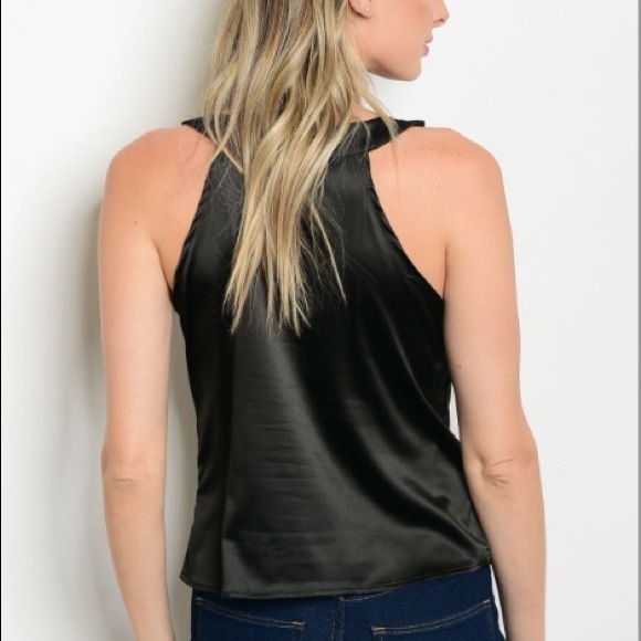 Sexy Black Top with rhinestone accents PRICE FIRM - Picture 4 of 5