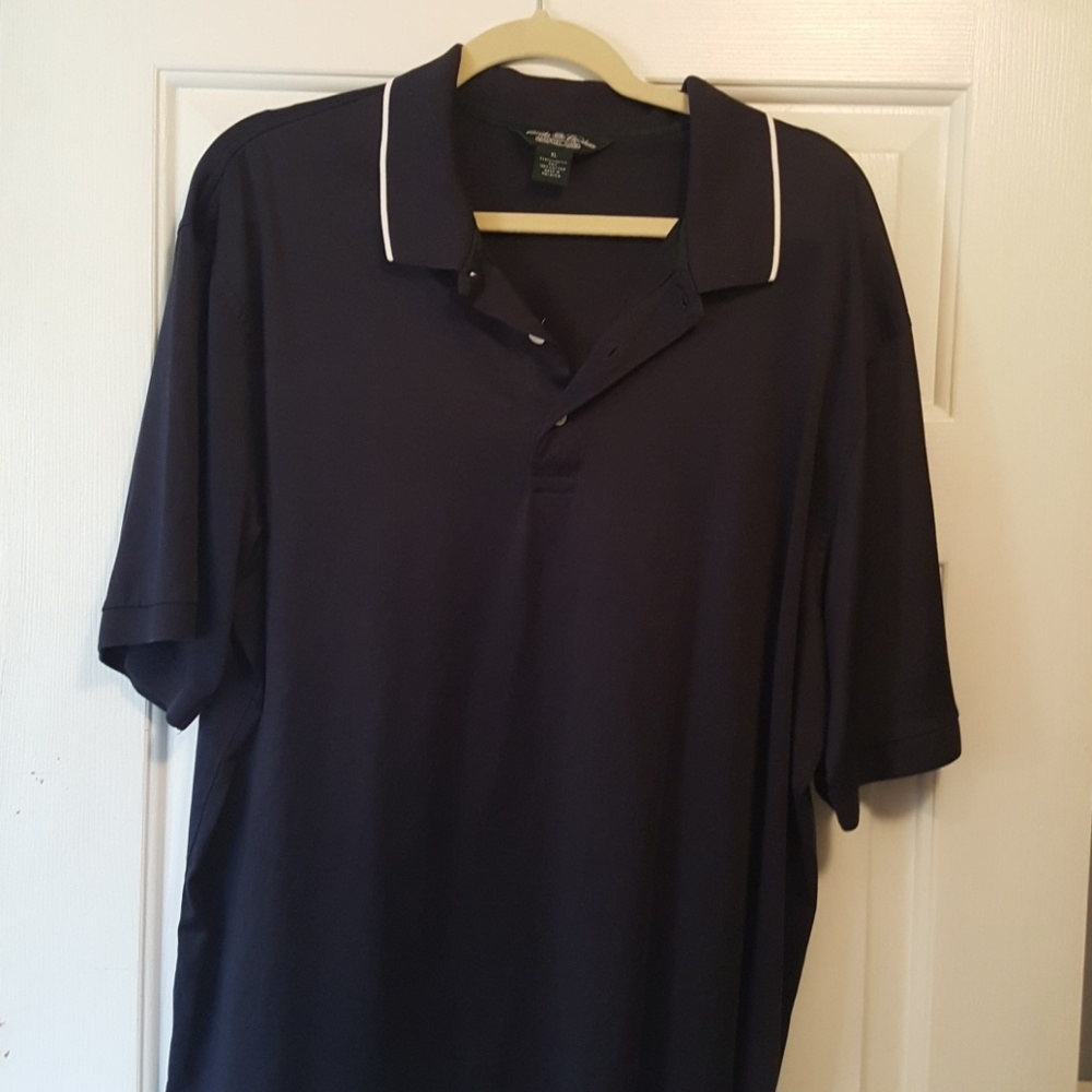 Brooks Brothers navy polo with white tipped collar