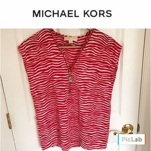Micheal Kors Red and White Striped Blouse