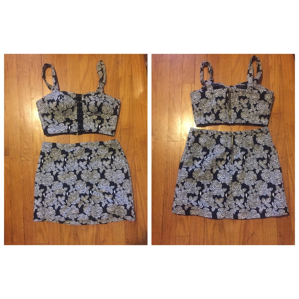 White & Black Floral 2 Piece Set