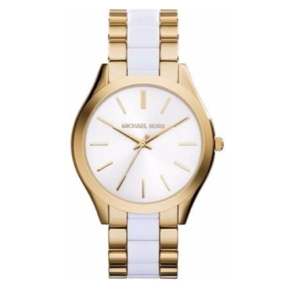 NWT Michael Kors Runway White/Gold Watch MK4295