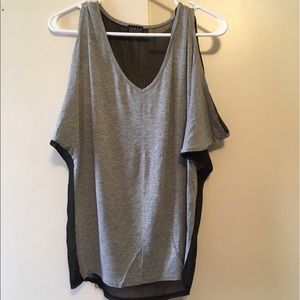 Grey top with sheer black back