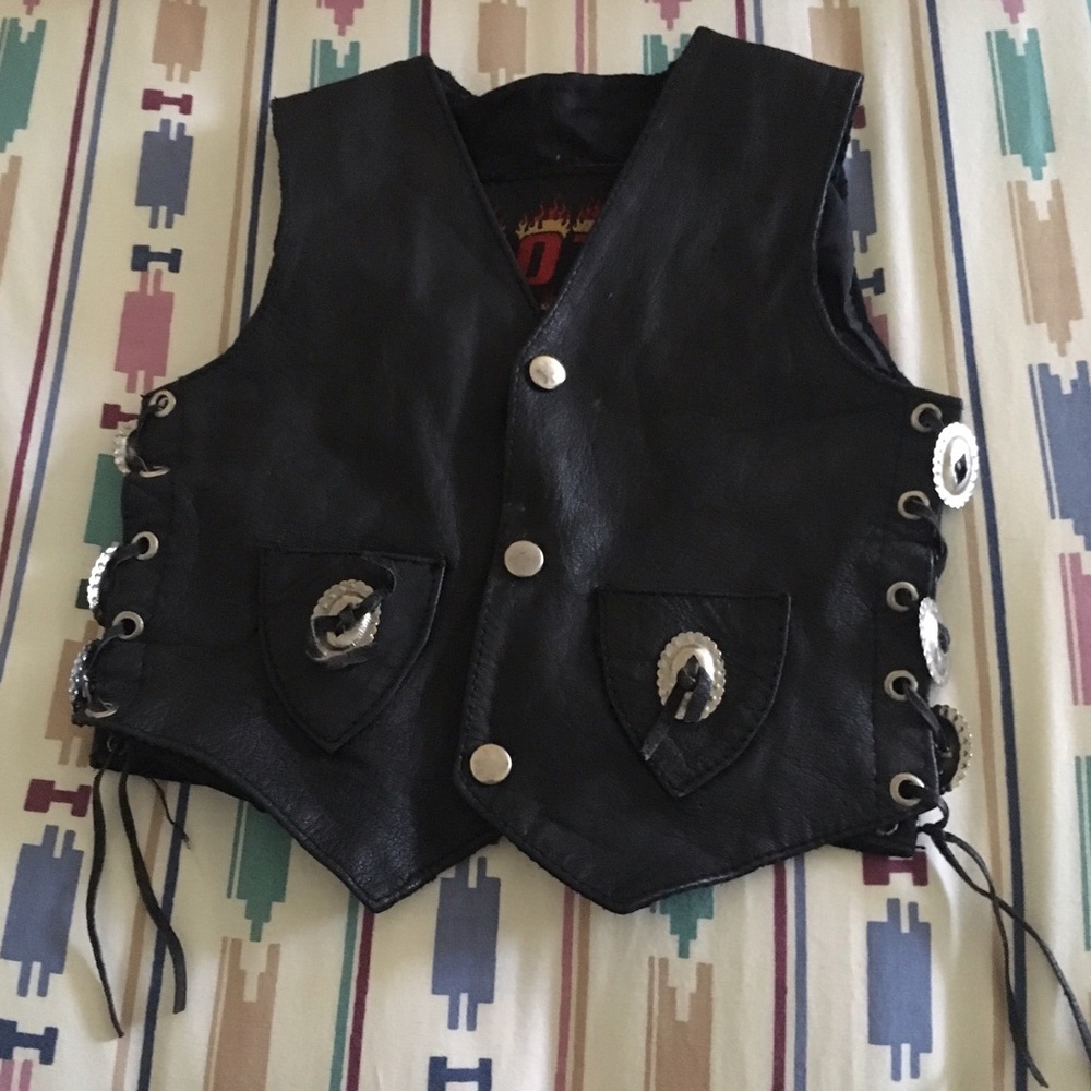 Vintage Motorcycle Leather jacket biker little kid