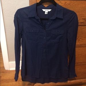Long sleeve navy blouse