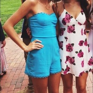 Amanda Uprichard Looped Romper in turquoise size P