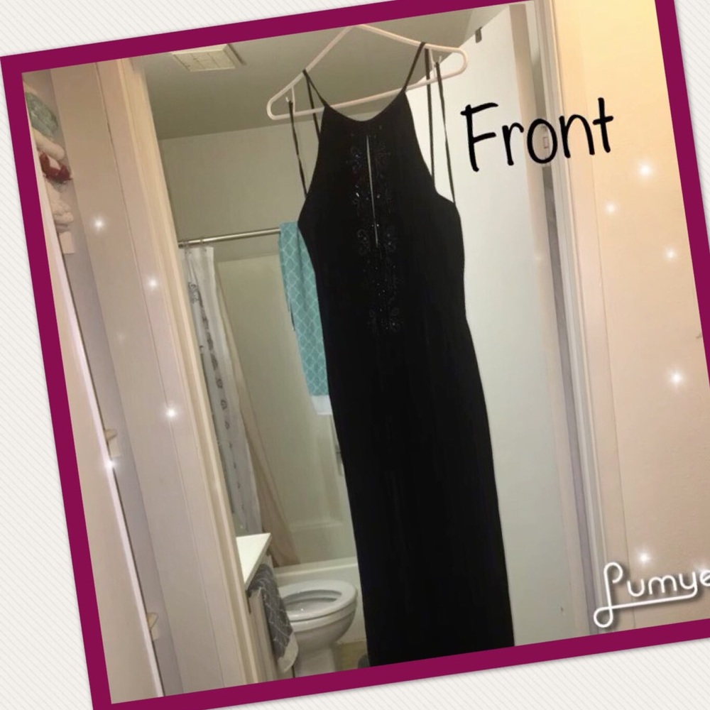 Elegant Long Velvety Black Dress