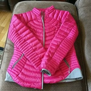 Fushia and Gray Duck Down Puffer Jacket Sz L