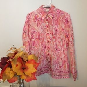 SIGRID OLSEN Button -Down 100% SILK SHIRT