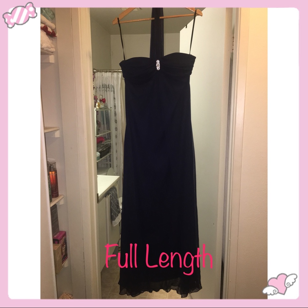 Beautiful Long Strapless Navy Dress