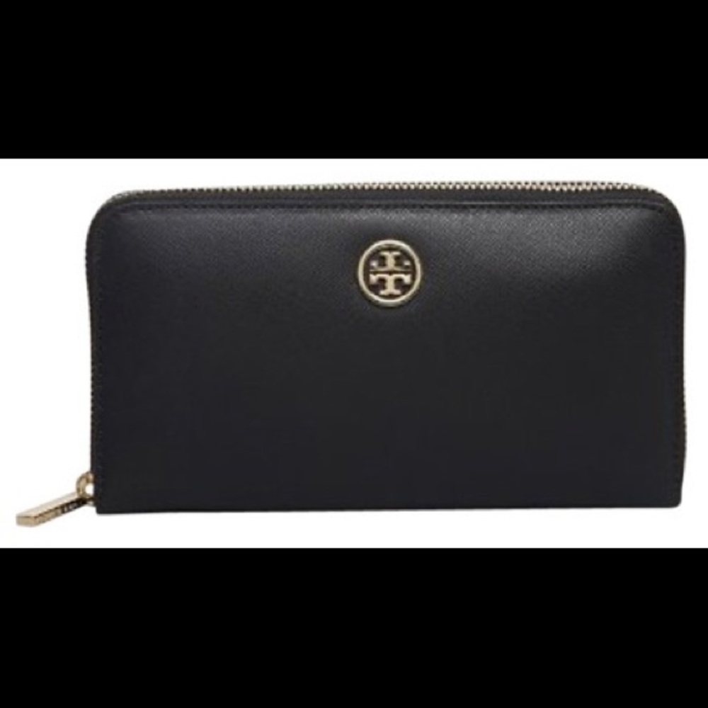 Black Tory Burch Robinson Zip Continental Wallet