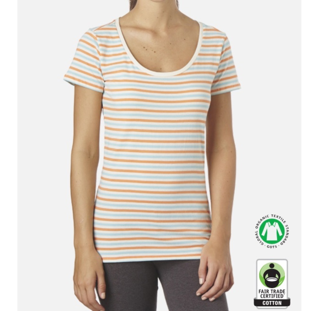NWT Melon Stripe Scoop Neck Organic Cotton Tee