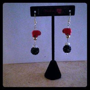Red and black elephant earrings