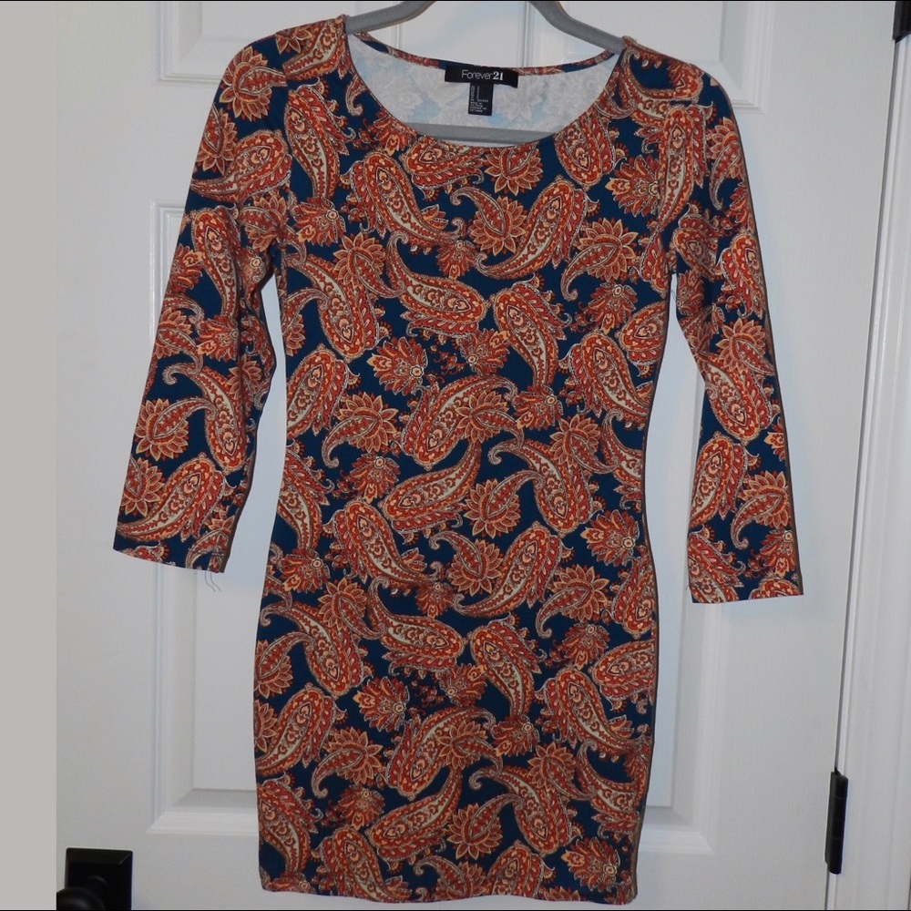 Navy and Maroon Paisley Body Con