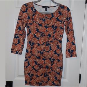 Navy and Maroon Paisley Body Con