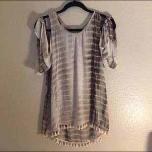 New (NWOT) Kori America Cold-shoulder Fringed Top
