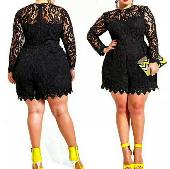 Boutique Pants - Plus Size Sexy Black Lace Jumpsuit Playsuit Romper