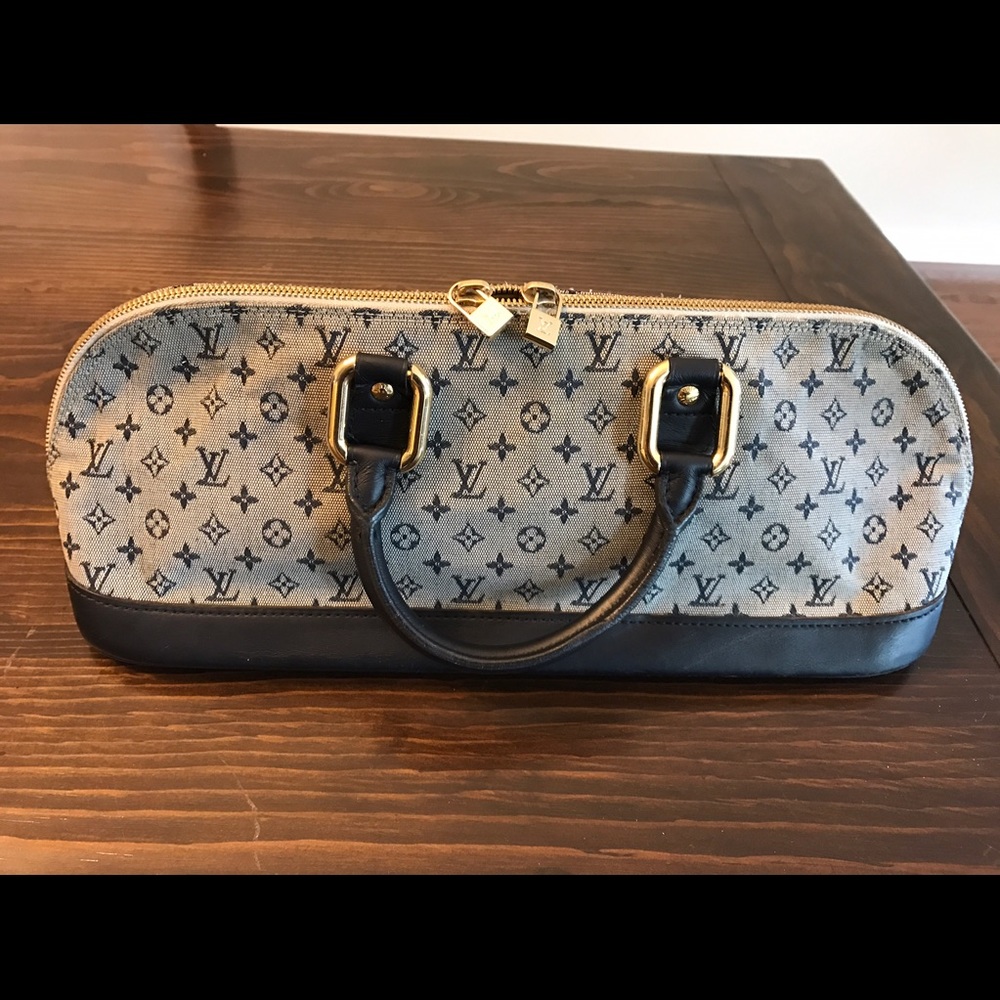 Louis Vuitton Blue Mini Lin Alma Long Satchel