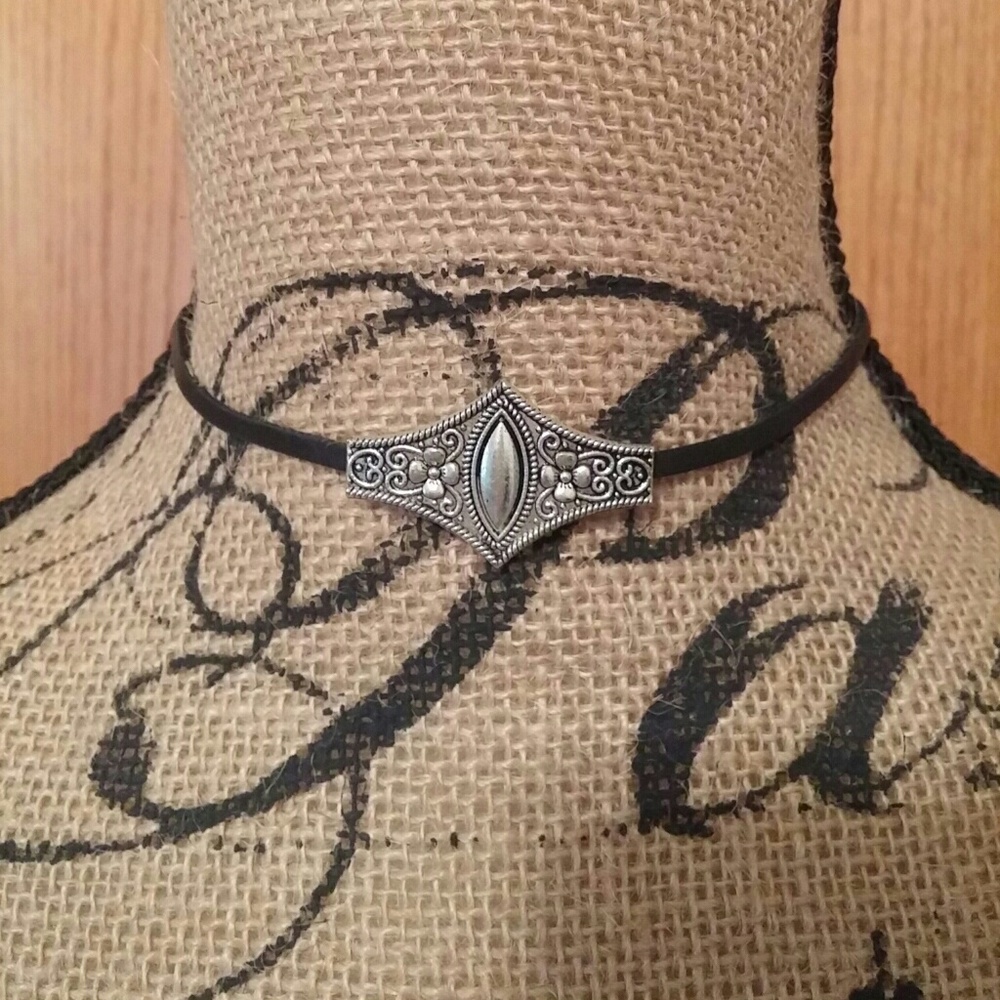 Leather and Silver Choker