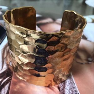 New Iman Over Hammered Gold Plated Cuff Bracelet