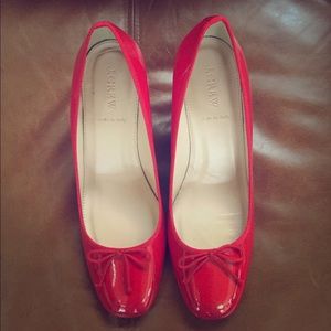 J.Crew red patent leather heels