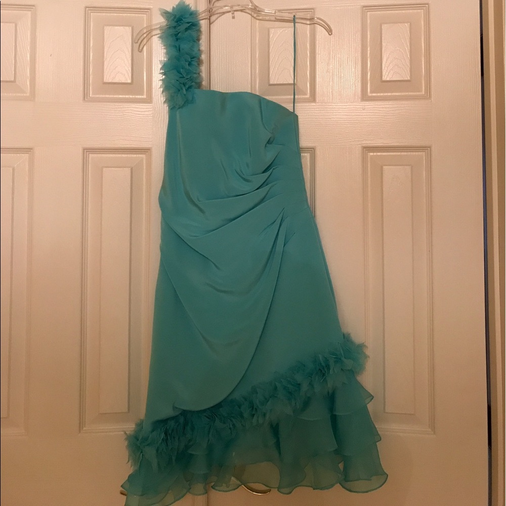 Turquoise One Shoulder Stunning Cocktail Dress 👗