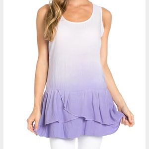 New (NWOT) Lavender DipDye Ruffle Drop-Waist Tunic
