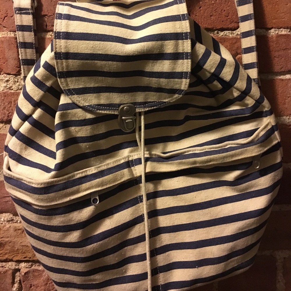 Nautical stripped canvas backpack